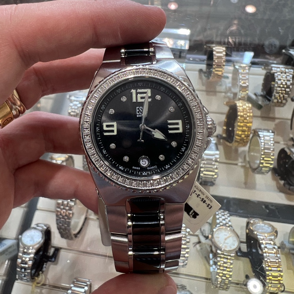 ESQ Women’s Watch Silver and Black Diamond Watch
